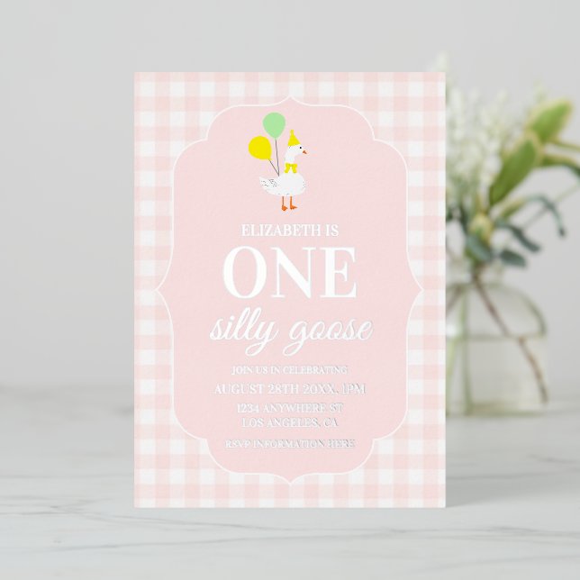 One Silly Goose Gingham 1st Birthday (Standing Front)