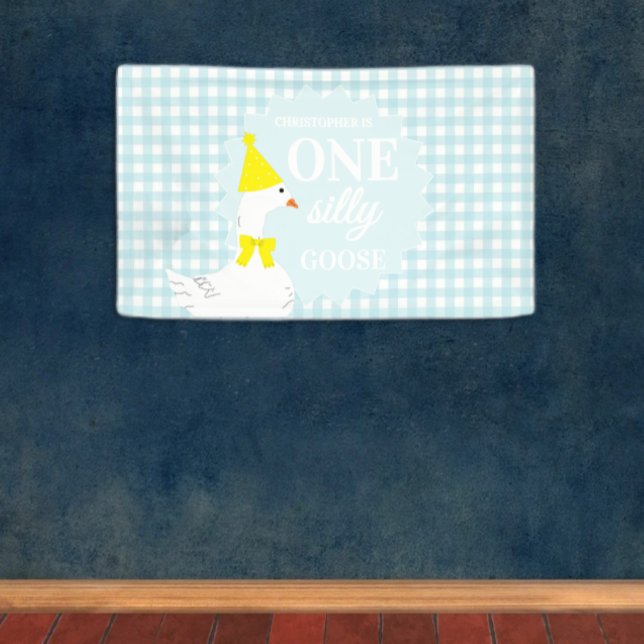 One Silly Goose Gingham 1st Birthday Banner (Creator Uploaded)