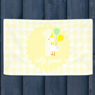 One Silly Goose Gingham 1st Birthday Banner