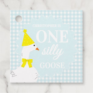 One Silly Goose Gingham 1st Birthday Favour Tags