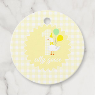 One Silly Goose Gingham 1st Birthday Favour Tags