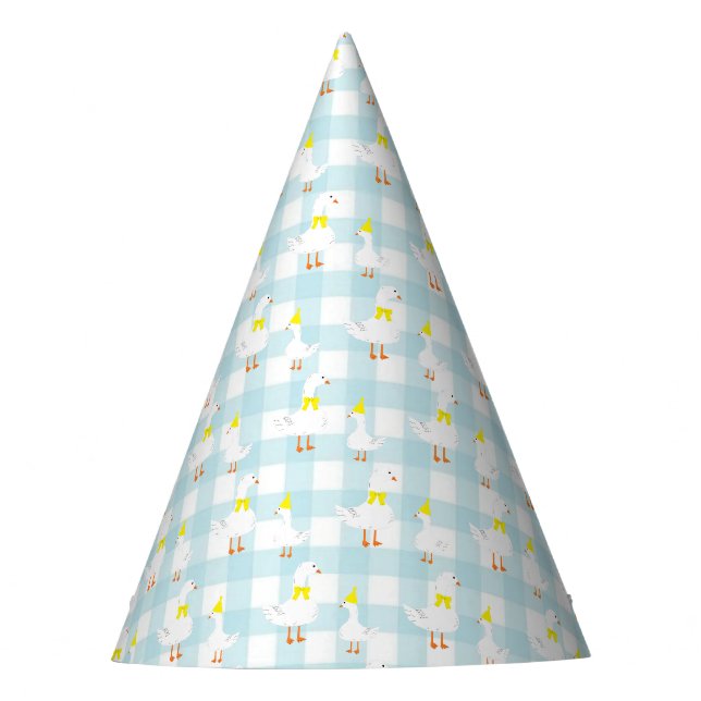 One Silly Goose Gingham 1st Birthday Party Hat (Front)