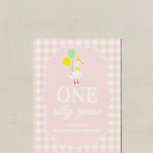 One Silly Goose Gingham 1st Birthday Poster