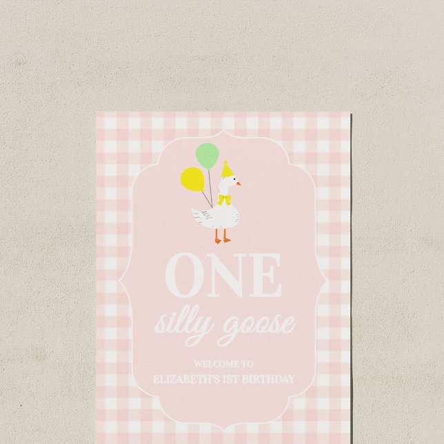 One Silly Goose Gingham 1st Birthday Poster (Creator Uploaded)