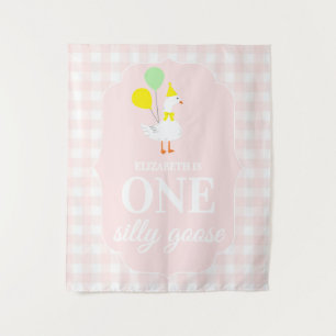 One Silly Goose Gingham 1st Birthday Tapestry