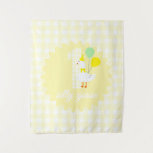 One Silly Goose Gingham 1st Birthday Tapestry