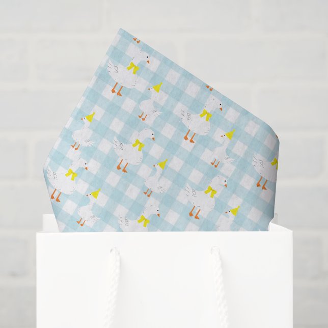 One Silly Goose Gingham 1st Birthday Tissue Paper (Gift Bag)