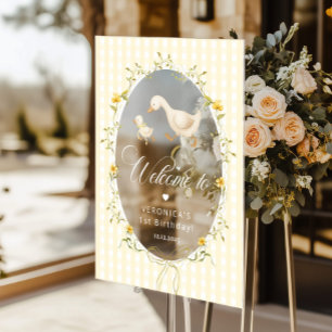 One Silly Goose Gingham 1st Birthday Welcome Acrylic Sign