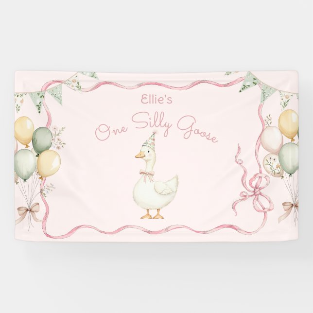 One Silly Goose Girl 1st Birthday Banner (Horizontal)