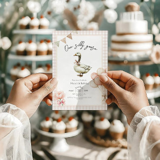 One Silly Goose Girl 1st Birthday Invitation