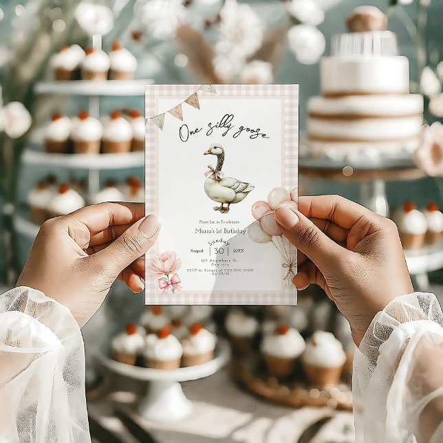 One Silly Goose Girl 1st Birthday  Invitation (Creator Uploaded)