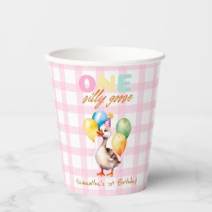 One Silly Goose Girl Pink 1st Birthday Party Paper Cups