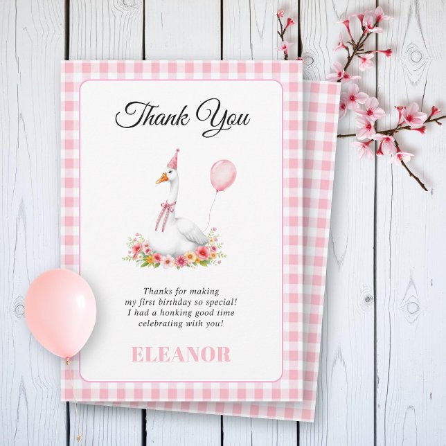 One silly goose girl's 1st birthday pink Thank You (Creator Uploaded)