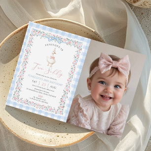One Silly Goose Girls 2nd  Birthday photo Invitation