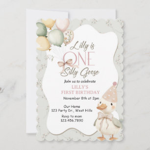 One Silly Goose, Goose, ONE, First Birthday, Goose Invitation