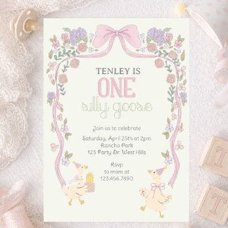 One Silly Goose, Goose Party, First Birthday Invitation