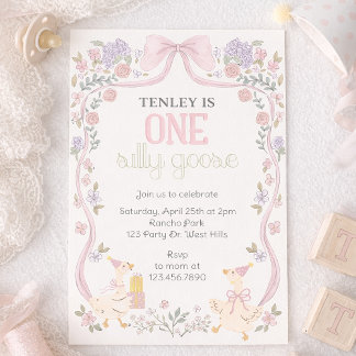 One Silly Goose, Goose Party, First Birthday Invitation
