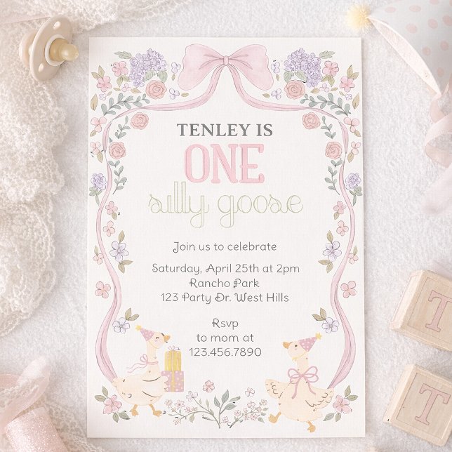One Silly Goose, Goose Party, First Birthday  Invitation (Creator Uploaded)