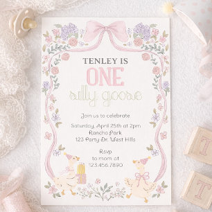 One Silly Goose, Goose Party, First Birthday  Invitation