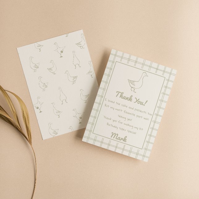 One Silly Goose Green Drawn 1st Birthday Thank You (Creator Uploaded)