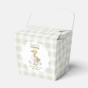 One Silly Goose Green Gingham Baby First Birthday Favour Box