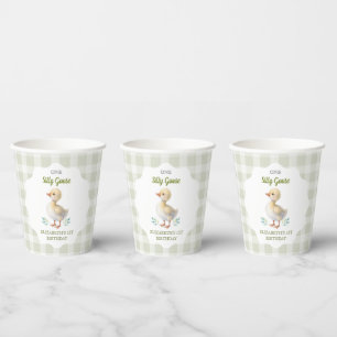 One Silly Goose Green Gingham Baby First Birthday Paper Cups