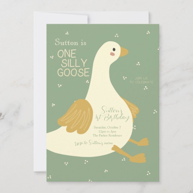 One Silly Goose Kids Birthday Invitation (Front)