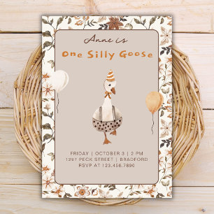 One Silly Goose Neutral 1st Birthday Party  Invitation