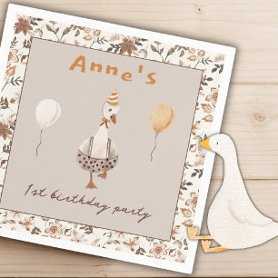One Silly Goose Neutral 1st Birthday Party  Napkin