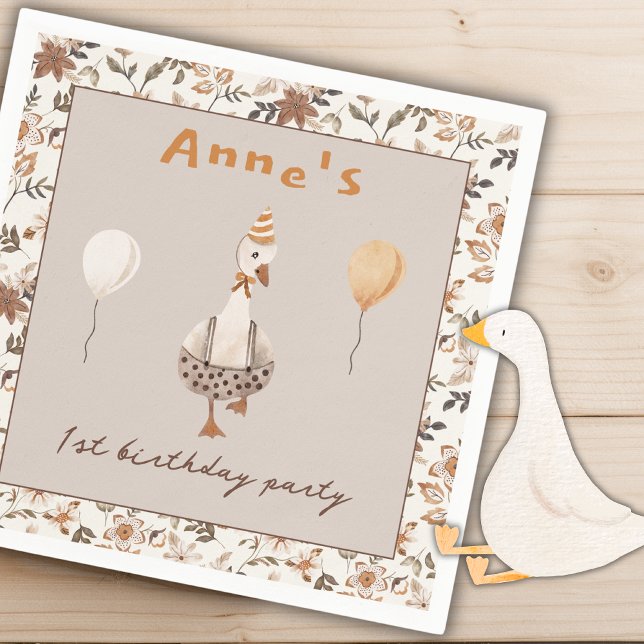 One Silly Goose Neutral 1st Birthday Party  Napkin (Creator Uploaded)
