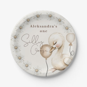 One Silly Goose Neutral Boho Baby 1st Birthday  Paper Plate