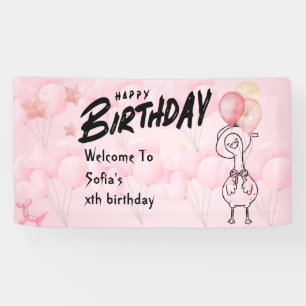 One Silly Goose Personalised Pink 1st Birthday Ban Banner