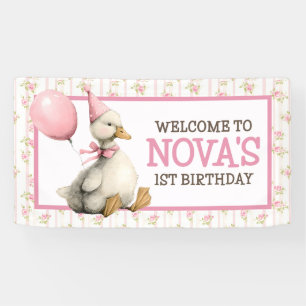 One Silly Goose Personalised Pink 1st Birthday Banner