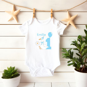 One silly Goose Personalize name First birthday Baby Bodysuit