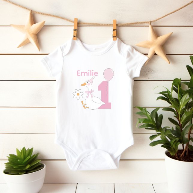 One silly Goose Personalize name First birthday Baby Bodysuit (Creator Uploaded)