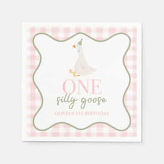 One Silly Goose pink and green Napkin