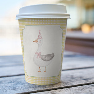 One Silly Goose Pink and Yellow Gingham Paper Cups