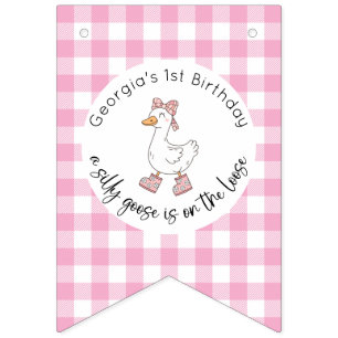 One Silly Goose Pink Birthday Banner