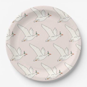 One Silly Goose Pink Birthday Party Paper Plate