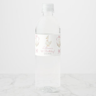 One Silly Goose Pink Birthday Water Bottle Label