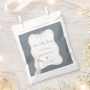 One Silly Goose Pink Bow 1st Birthday Party Favour Bags