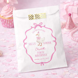 One Silly Goose Pink Bow First Birthday  Favour Bags