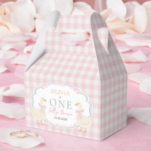  One Silly Goose Pink Bow Girl 1st Birthday Favour Box