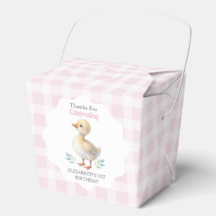 One Silly Goose Pink Gingham Girl First Birthday Favour Box
