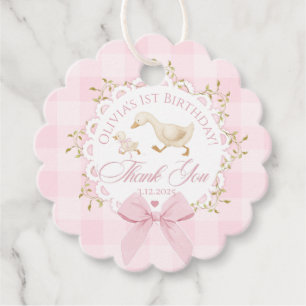 One Silly Goose Pink Gingham Whimsical Thank you Favour Tags