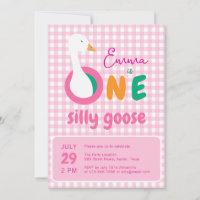 One Silly Goose Pink Plaid Girl 1st Birthday Party