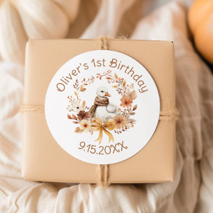 One Silly Goose Rustic Fall Boy Birthday Classic Round Sticker