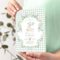 One Silly Goose Sage Green Bow 1st Birthday