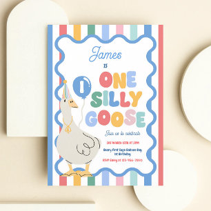 One Silly Goose Spring 1st Birthday Invitation