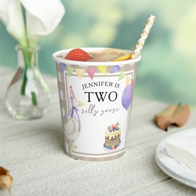 One Silly Goose Two Birthday Party Paper Cups (Insitu)